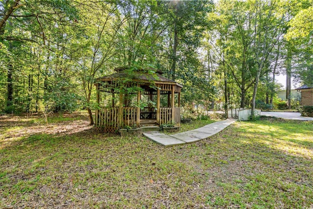 view of yard with a gazebo