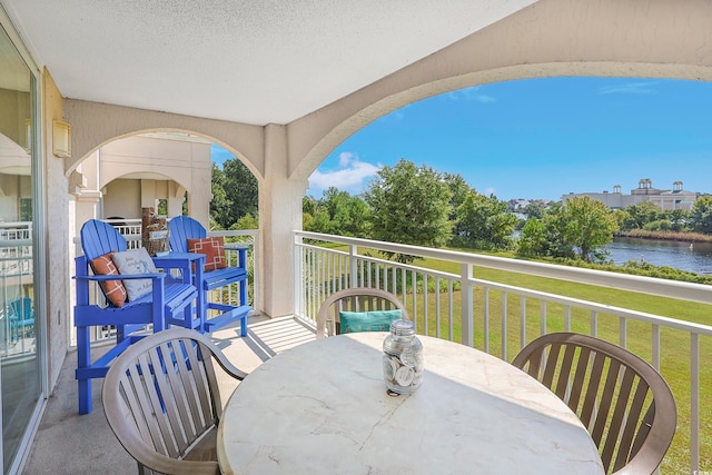 balcony with a water view