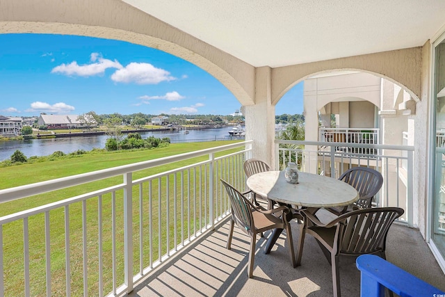 balcony with a water view