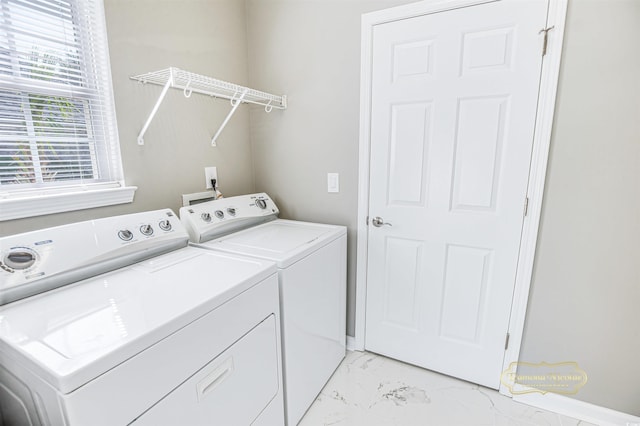 629 Slash Pine Ct, Myrtle Beach, SC 29579 - laundry area with separate washer and dryer and light marble finish floors