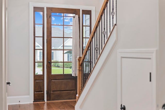 entrance foyer featuring dark hardwood / wood-style flooring