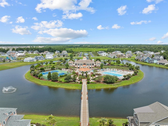 bird's eye view featuring a water view