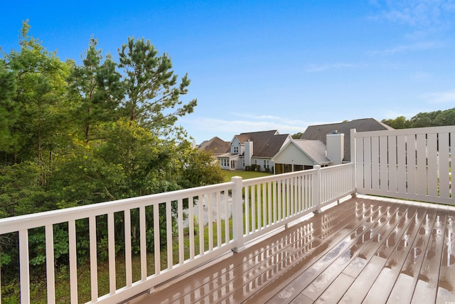 deck with a residential view