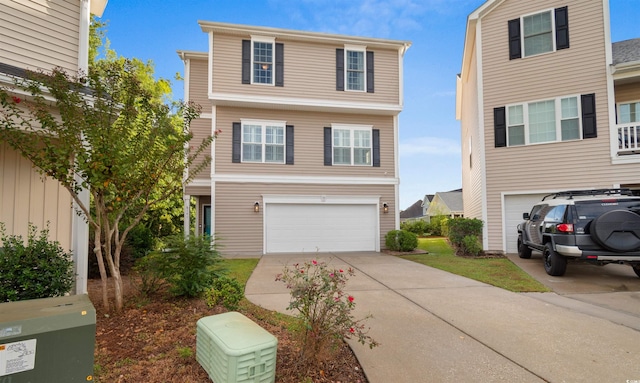 front facade with a garage