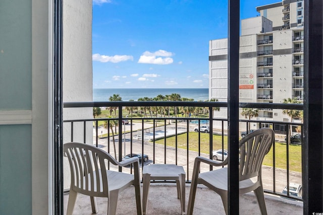 balcony with a water view