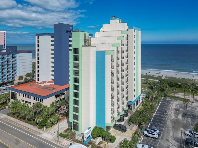 exterior space with a view of the beach and a water view