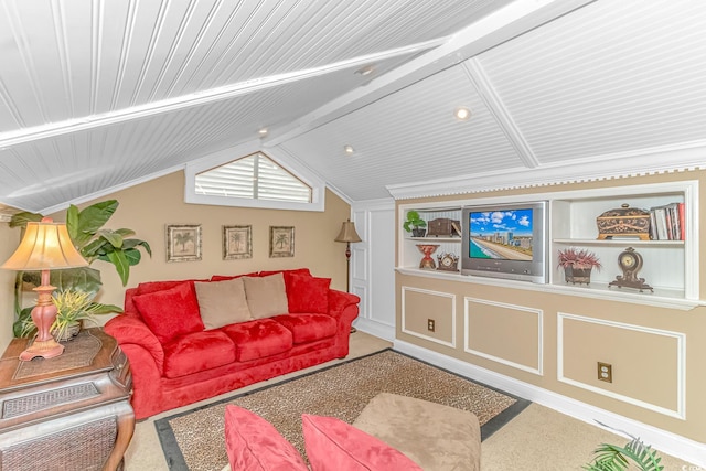 living room with lofted ceiling