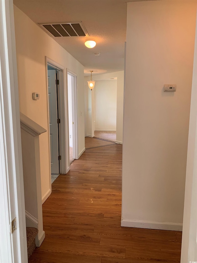 hallway featuring dark hardwood / wood-style flooring