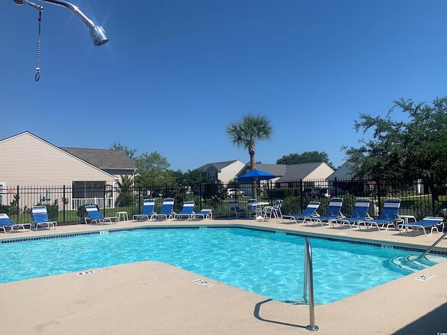 view of swimming pool with a patio area