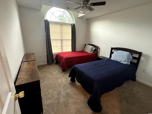 2108 Kirkland Dr, Conway, SC 29526 - bedroom with a ceiling fan, baseboards, visible vents, and carpet floors