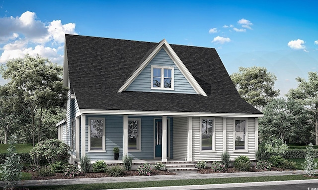 view of front of property featuring covered porch