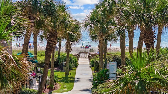 view of property's community with a water view