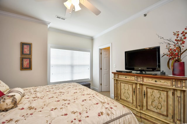 2013 Silvercrest Dr Unit 30-H, Myrtle Beach, SC 29579 - carpeted bedroom featuring ornamental molding, baseboards, and a ceiling fan