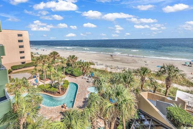 exterior space with a view of the beach and a water view