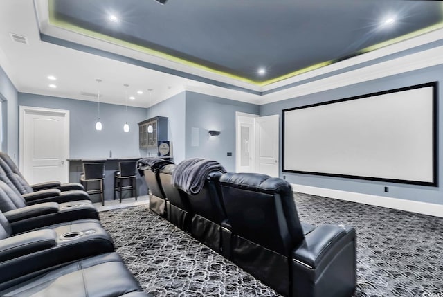 view of carpeted cinema room