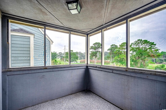 view of unfurnished sunroom