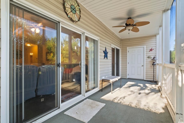 view of patio with ceiling fan