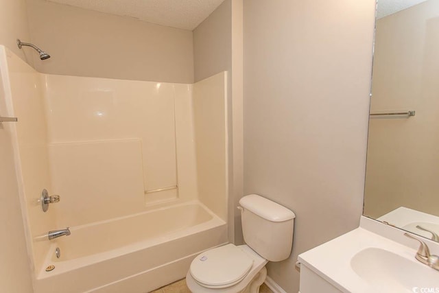 3681 Claypond Rd Unit 3107, Myrtle Beach, SC 29579 - bathroom with a textured ceiling, toilet, vanity, and shower / tub combination
