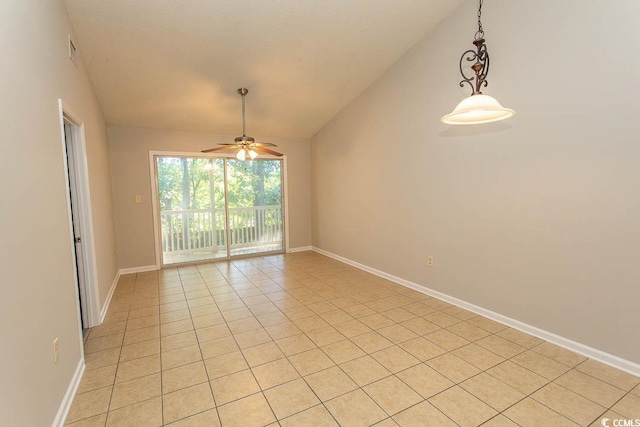 3681 Claypond Rd Unit 3107, Myrtle Beach, SC 29579 - unfurnished room with lofted ceiling, ceiling fan, light tile patterned flooring, and baseboards