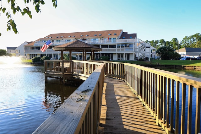 view of dock featuring a water view