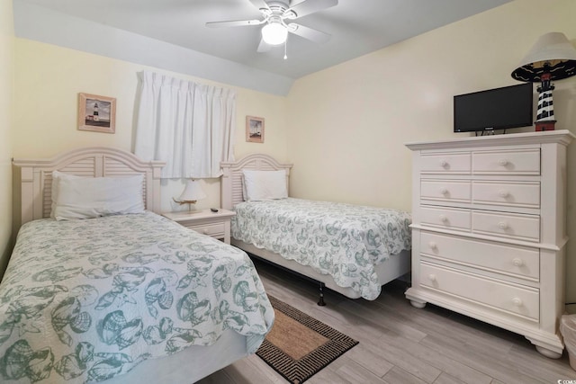 5905 S Kings Hwy Unit 416-B, Myrtle Beach, SC 29575 - bedroom with wood finished floors and a ceiling fan
