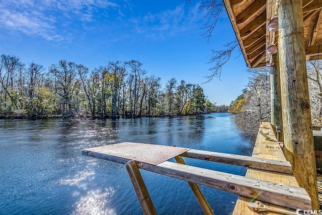 dock area featuring a water view