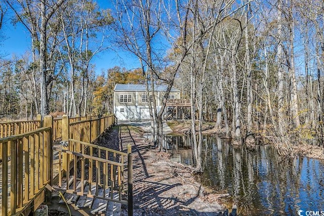 view of dock featuring a water view