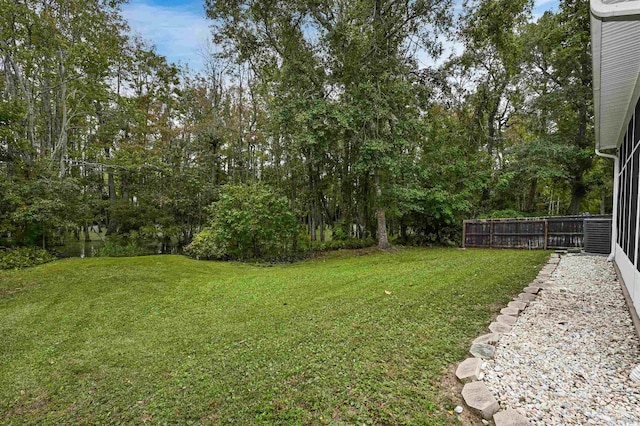 view of yard featuring central AC