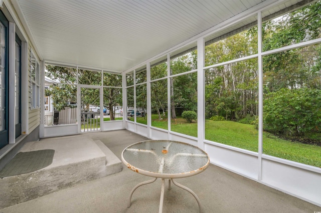 view of unfurnished sunroom