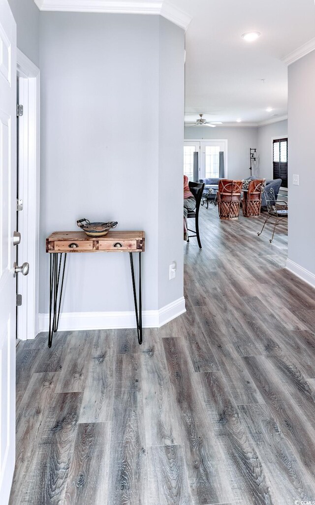 949 Jackline Pl Unit 103, Murrells Inlet, SC 29576 - corridor featuring crown molding, wood finished floors, baseboards, and recessed lighting