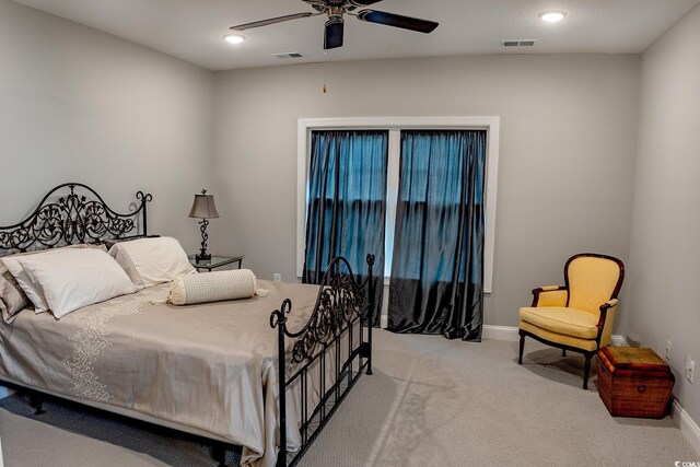 949 Jackline Pl Unit 103, Murrells Inlet, SC 29576 - bedroom featuring light colored carpet, ceiling fan, baseboards, and recessed lighting