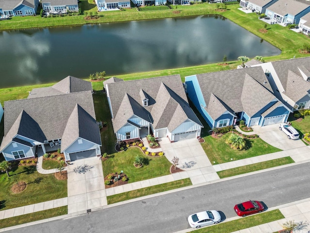 bird's eye view featuring a water view