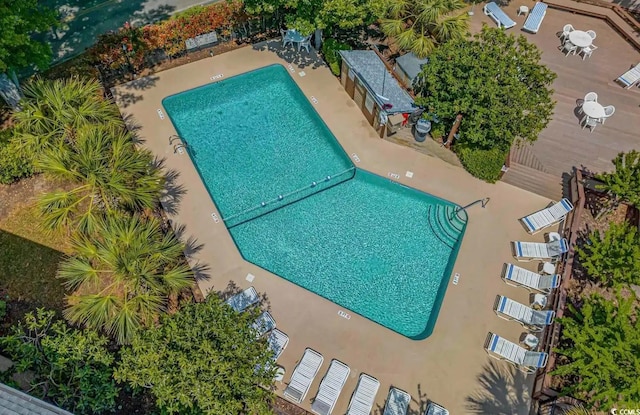 view of swimming pool featuring a patio