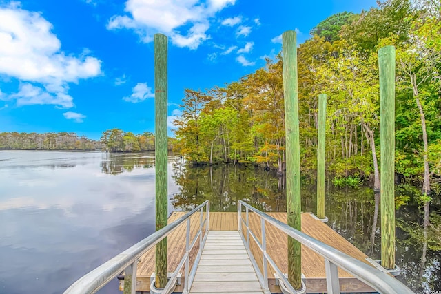 dock area featuring a water view