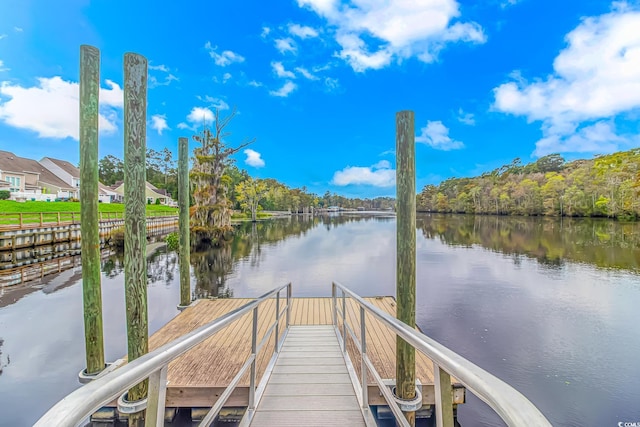 view of dock featuring a water view