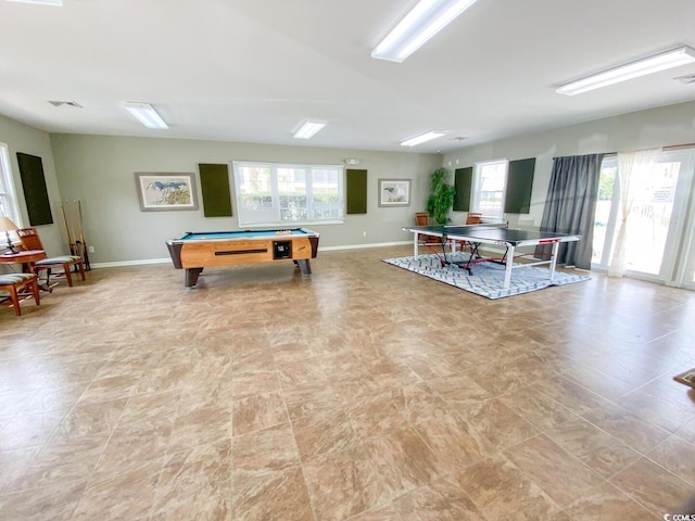 playroom with pool table and a healthy amount of sunlight