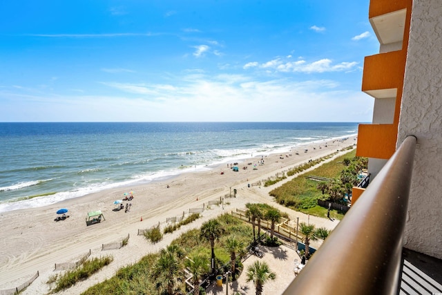 view of water feature featuring a beach view