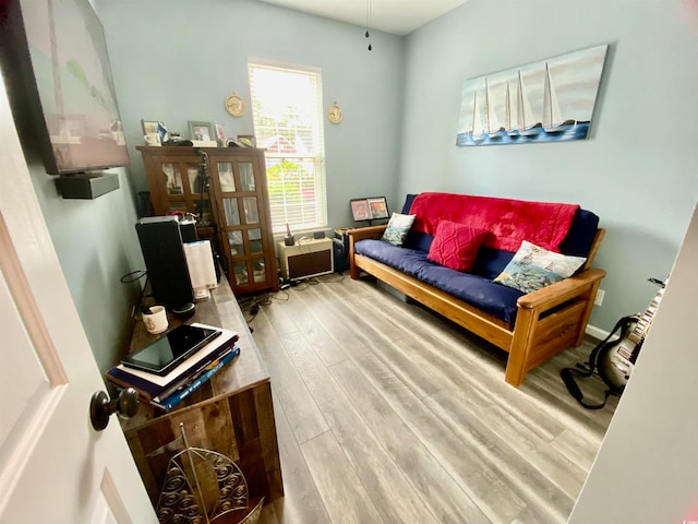 living room with hardwood / wood-style flooring