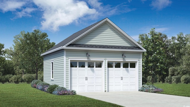 view of detached garage