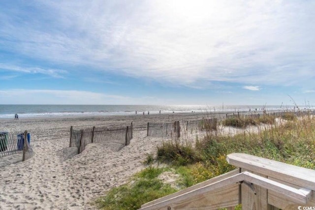 property view of water with a beach view