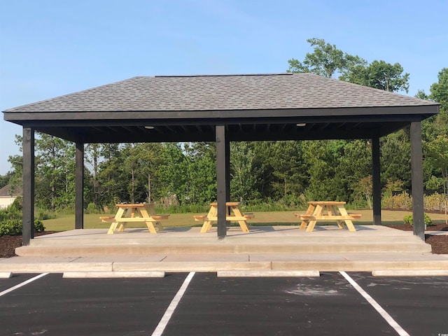 view of car parking with a gazebo