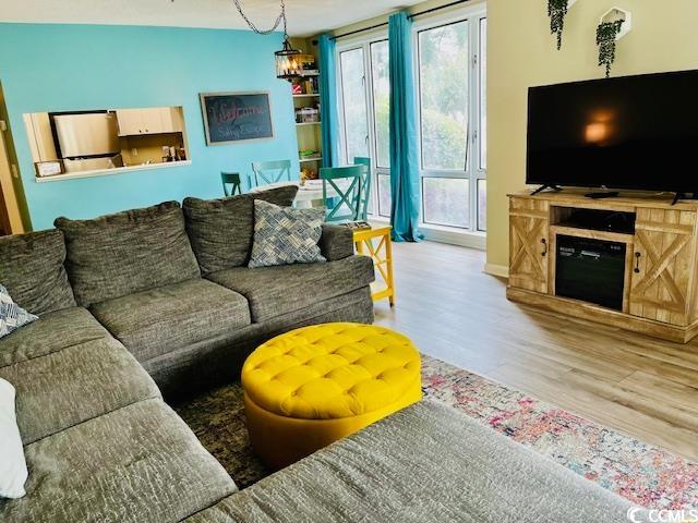 living room with hardwood / wood-style flooring