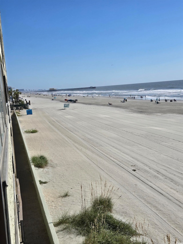 view of water feature featuring a view of the beach