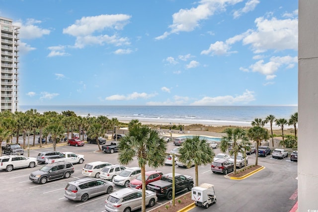 exterior space featuring a view of the beach