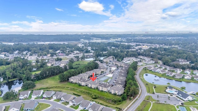 bird's eye view featuring a water view