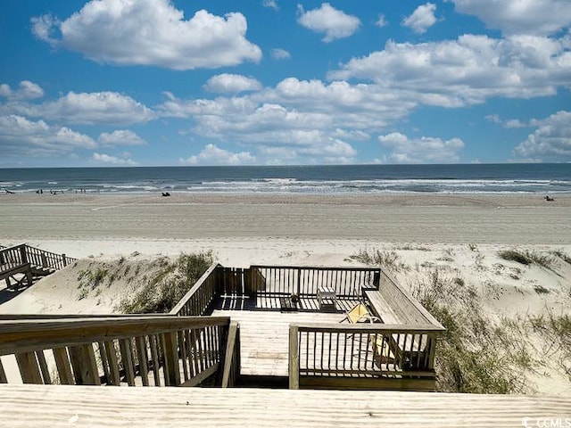 view of water feature featuring a beach view