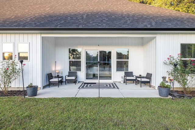 1886 Southwood Dr, Myrtle Beach, SC 29575 - back of house with a lawn, a patio area, and a shingled roof