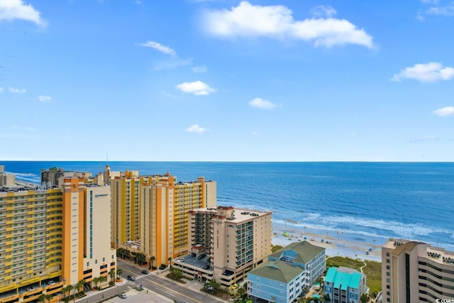 view of water feature with a view of the beach