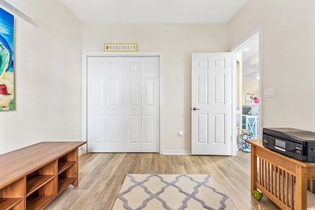 office area featuring light hardwood / wood-style flooring