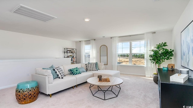 living room with carpet floors